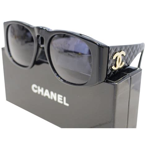 vintage chanel black wayfarer sunglasses|AUTH CHANEL black Vintage wayfarer sunglasses with .